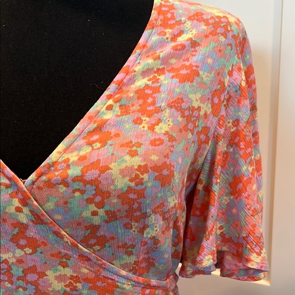 Billabong Floral Midi Wrap Dress - Pink and Blue - Picture 2 of 8